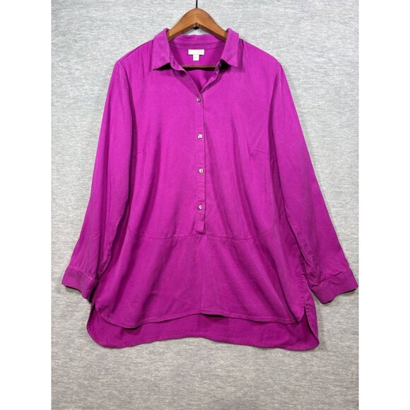 J. Jill Womens Top L Purple Magenta Popover Tunic  High Low - Picture 1 of 4